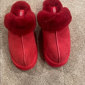 UGG Vibrant Red Shearling Slippers